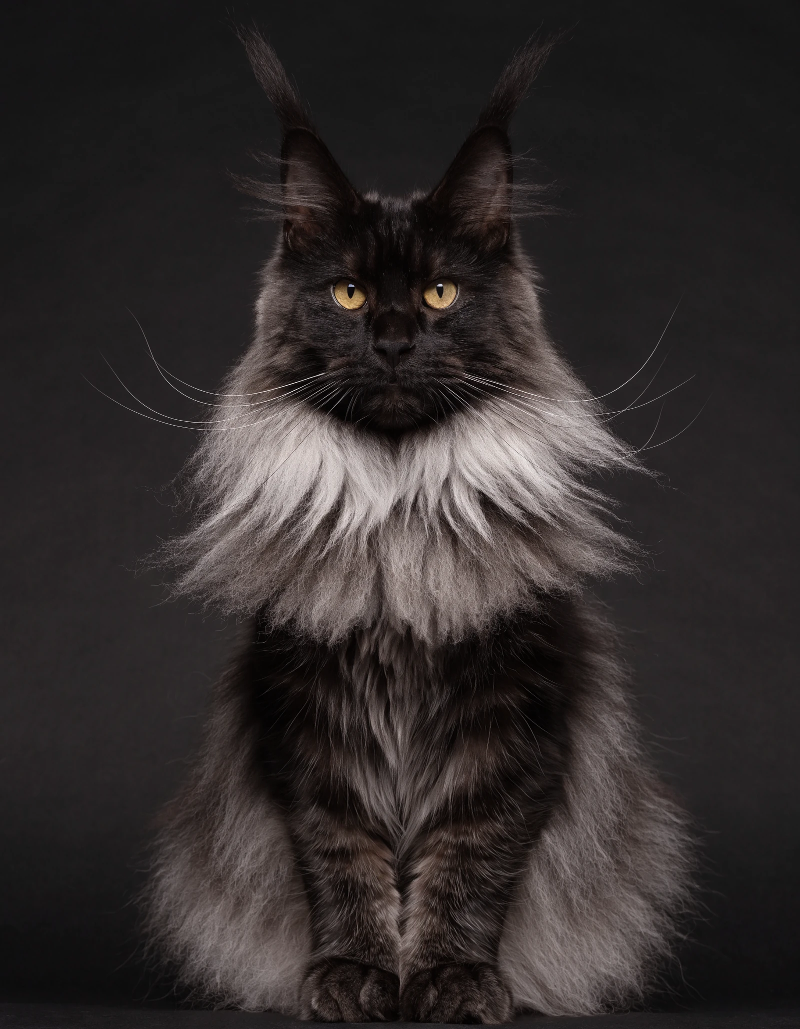 Adult black smoke Maine Coon at 3 years