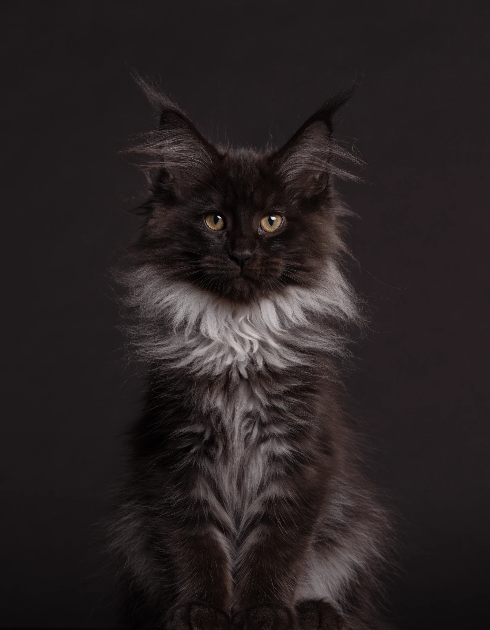 Black smoke Maine Coon kitten at 12 weeks